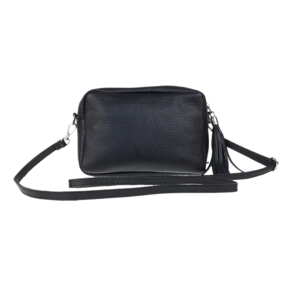 3176 Tassel Plain Crossbody Bag Black